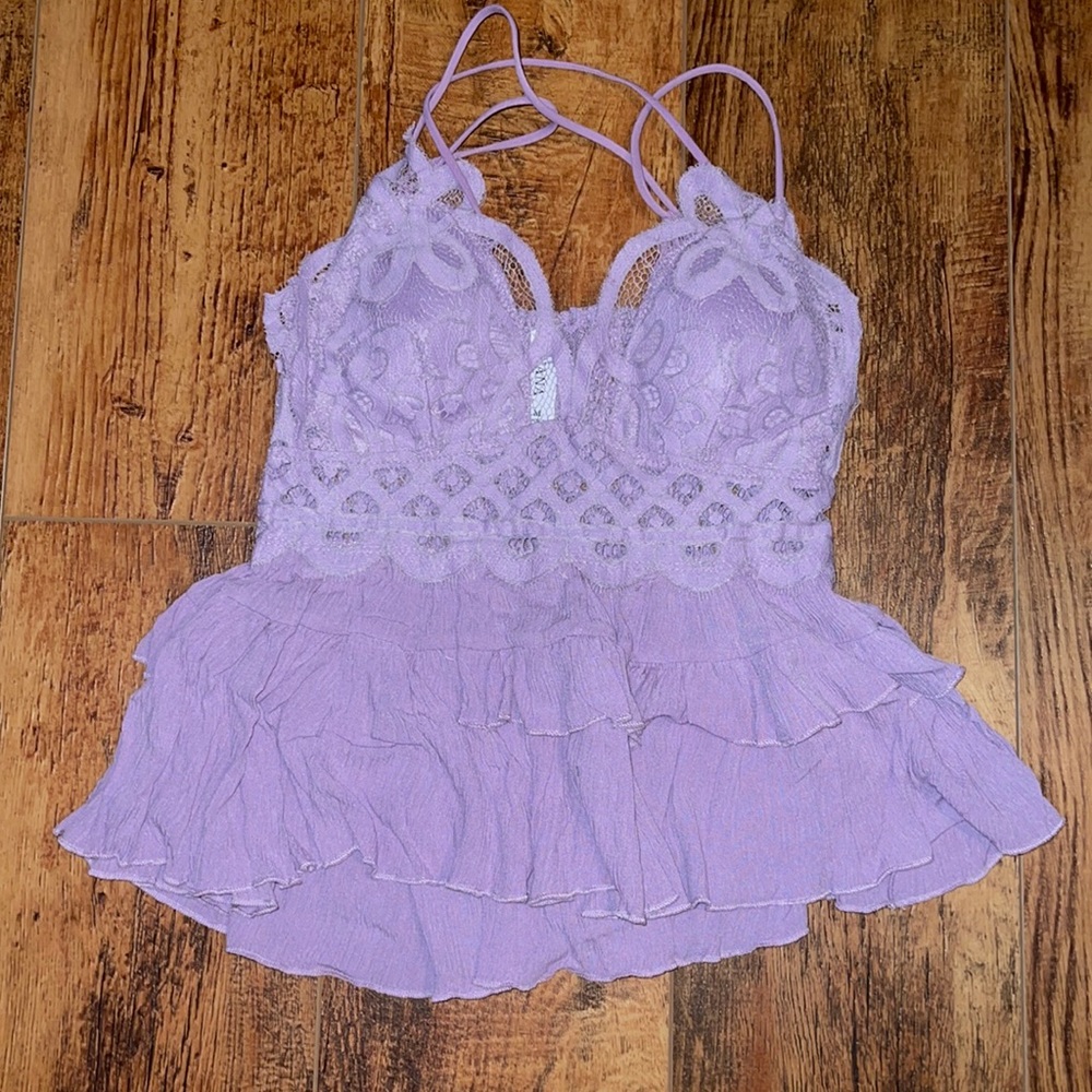 Zenana Outfitters Lavender Lace Tank Top